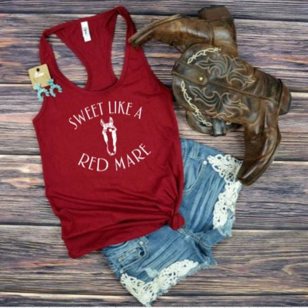 Sweet Like a Red Mare Graphic Tank Top